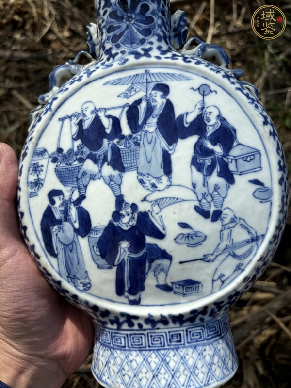 古玩陶瓷清光緒青花人物故事圖抱月瓶真品鑒賞圖