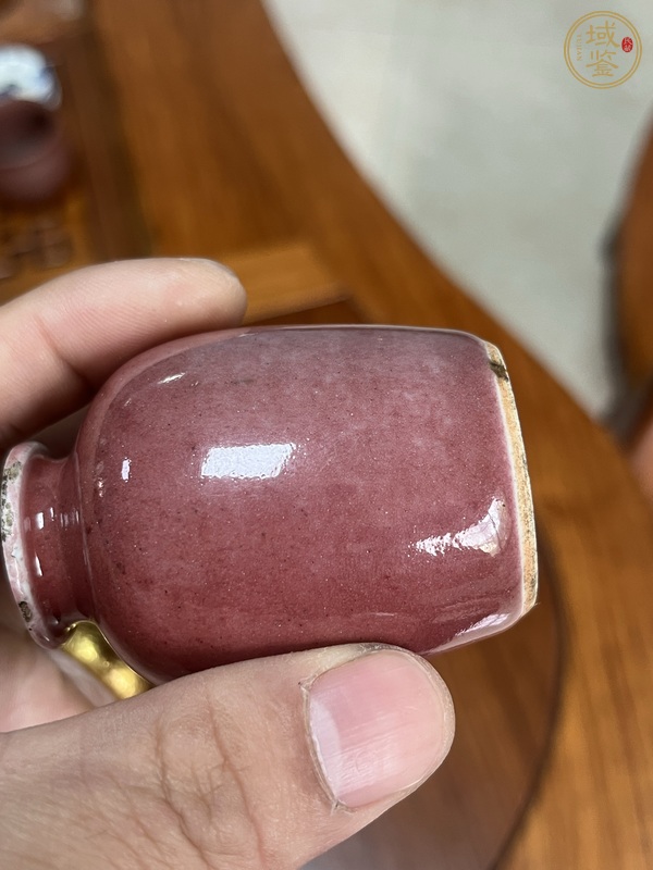 古玩陶瓷紅釉水盂真品鑒賞圖