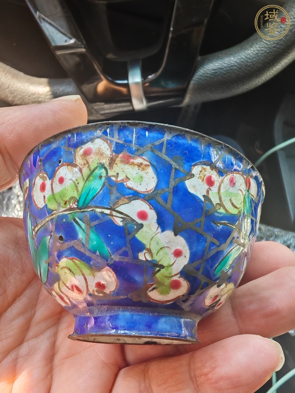 古玩陶瓷銅胎畫琺瑯花卉紋杯真品鑒賞圖