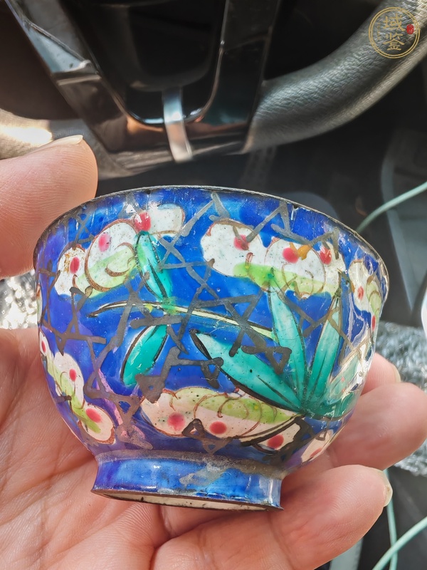 古玩陶瓷銅胎畫琺瑯花卉紋杯真品鑒賞圖