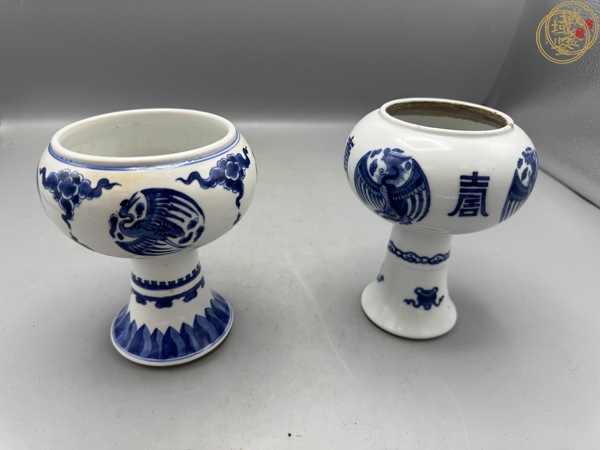 古玩陶瓷清康熙 青花豆兩只真品鑒賞圖