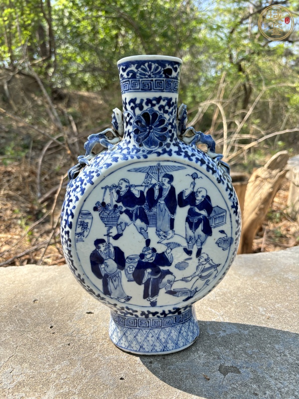古玩陶瓷清光緒青花人物故事圖抱月瓶真品鑒賞圖