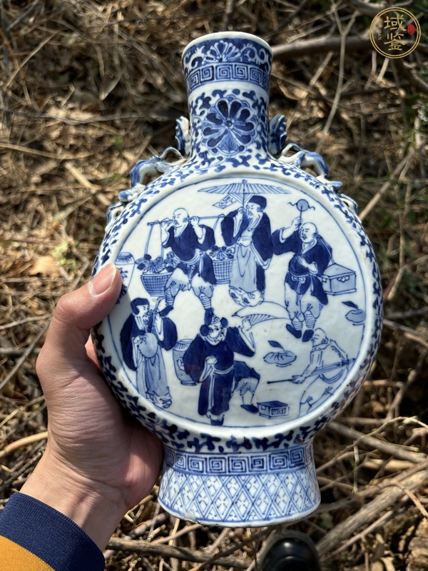 古玩陶瓷清光緒青花人物故事圖抱月瓶真品鑒賞圖