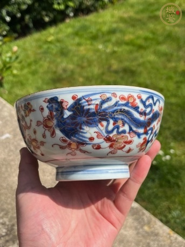 古玩陶瓷青花礬紅描金碗真品鑒賞圖