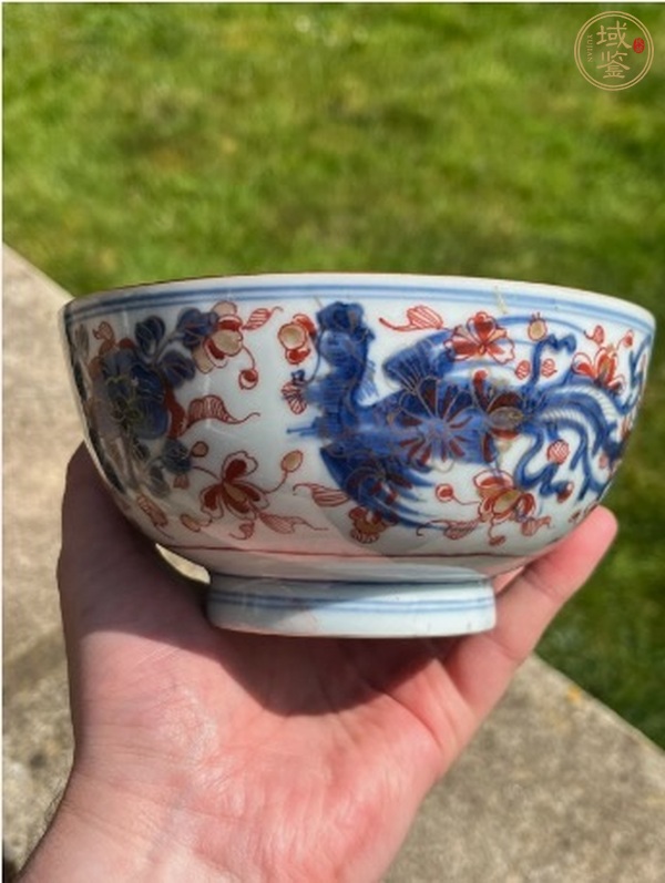 古玩陶瓷青花礬紅描金碗真品鑒賞圖