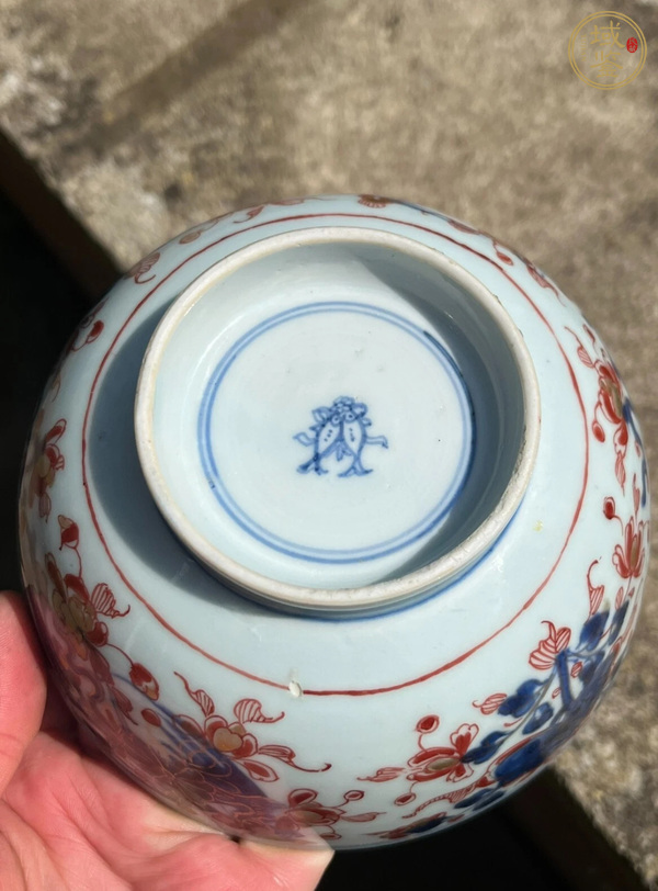 古玩陶瓷青花礬紅描金碗真品鑒賞圖