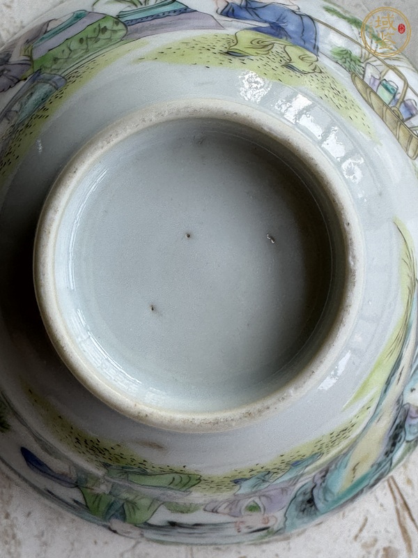 古玩陶瓷廣彩人物故事蓋碗真品鑒賞圖