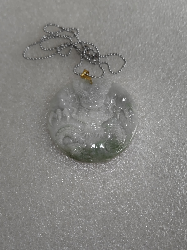 古玩玉器天然翡翠雕“龍紋牌”拍賣，當前價格298元