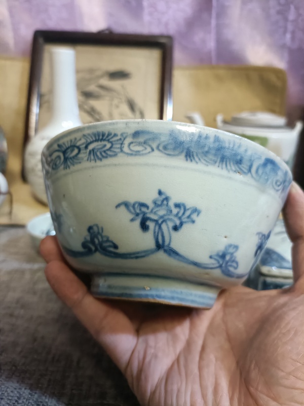古玩陶瓷成化弘治青花花卉紋茶碗拍賣，當前價格2888元