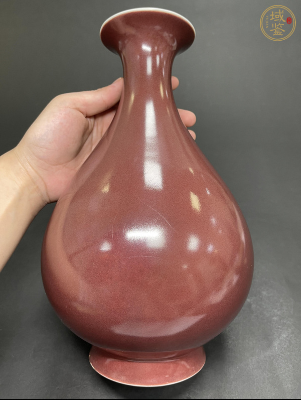 古玩陶瓷祭紅釉玉壺春瓶真品鑒賞圖