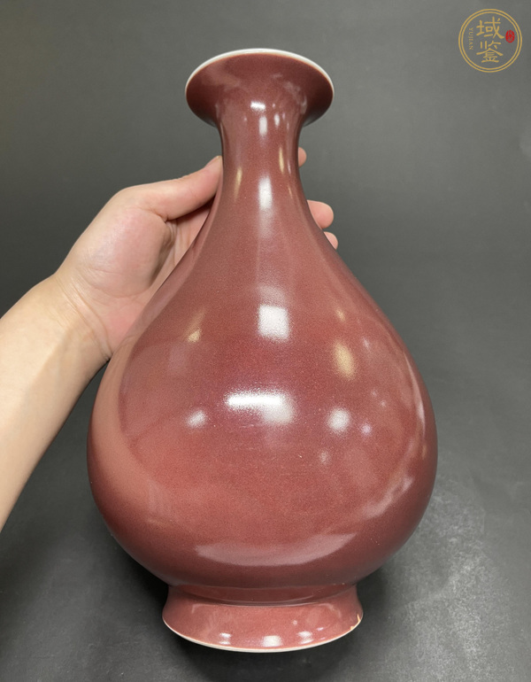 古玩陶瓷祭紅釉玉壺春瓶真品鑒賞圖