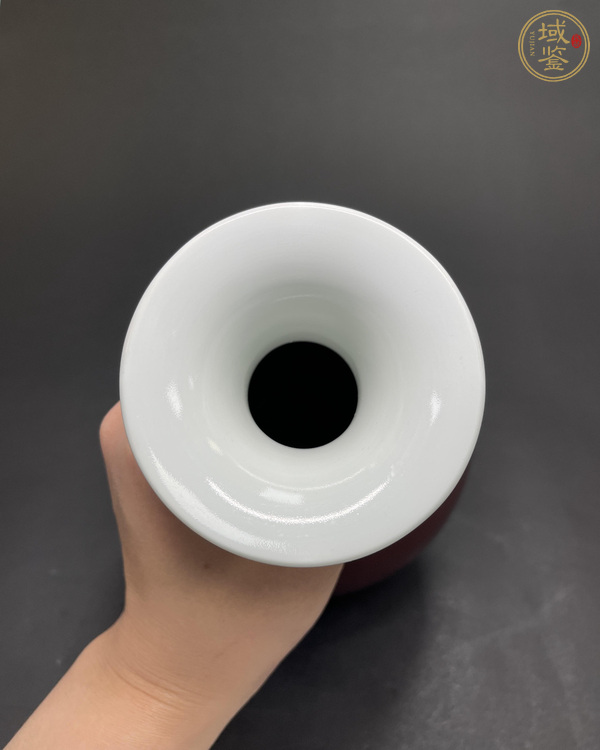古玩陶瓷祭紅釉玉壺春瓶真品鑒賞圖