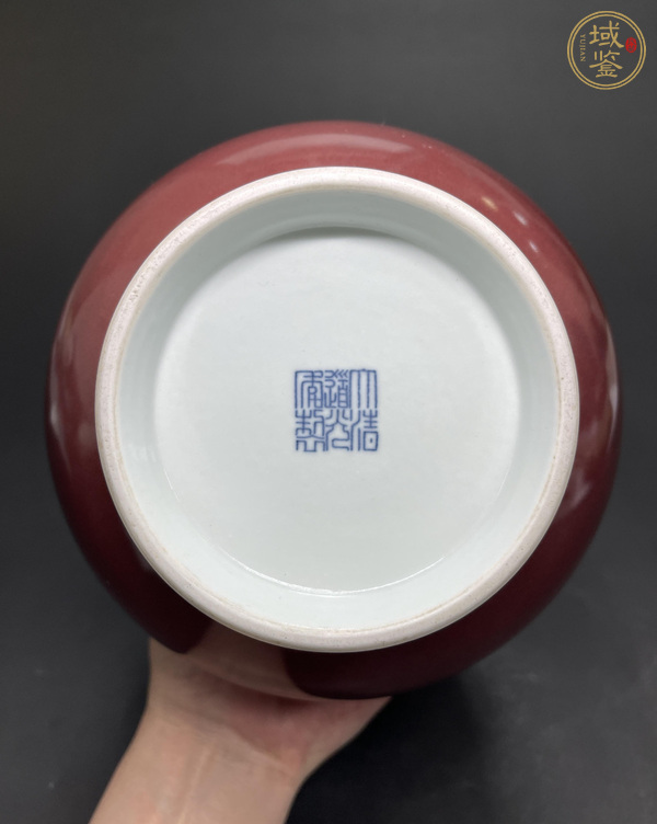 古玩陶瓷祭紅釉玉壺春瓶真品鑒賞圖