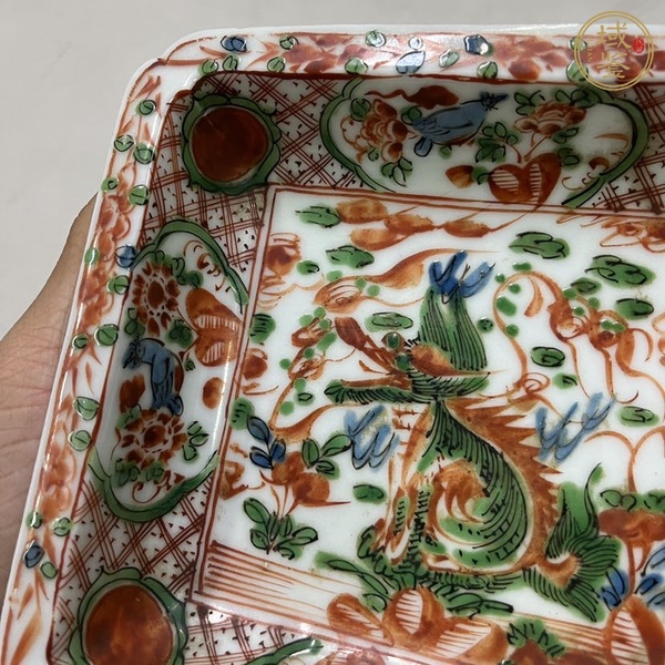 古玩陶瓷麒麟五彩盤真品鑒賞圖