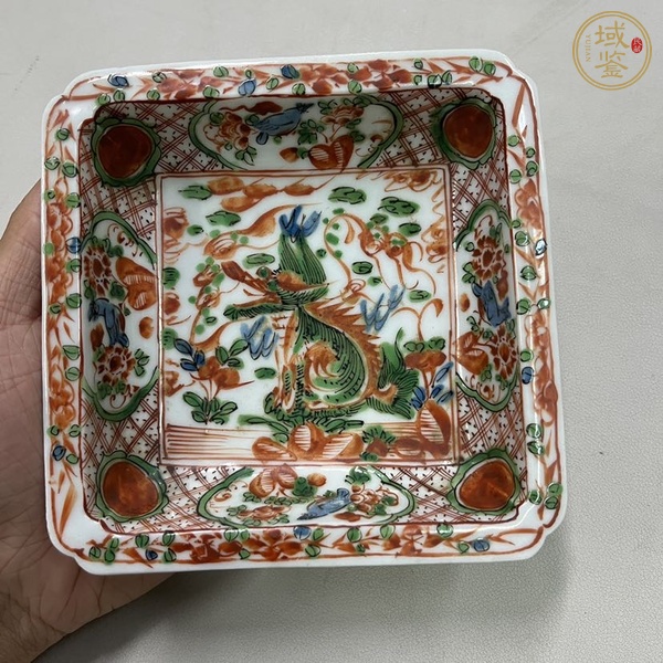 古玩陶瓷麒麟五彩盤真品鑒賞圖