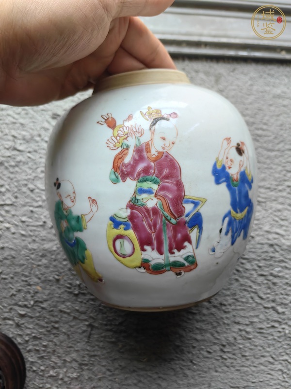 古玩嬰戲紋粉彩罐真品鑒賞圖