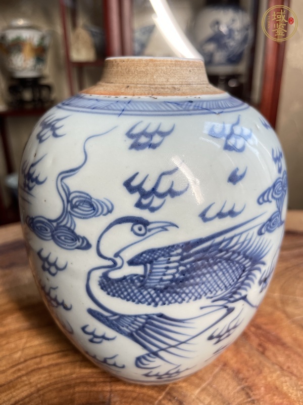 古玩陶瓷鶴紋青花罐真品鑒賞圖