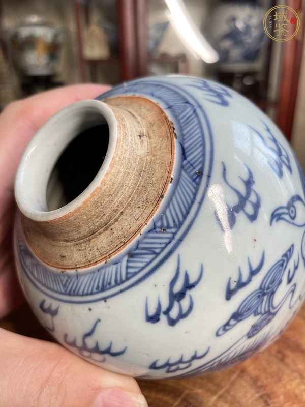 古玩陶瓷鶴紋青花罐真品鑒賞圖