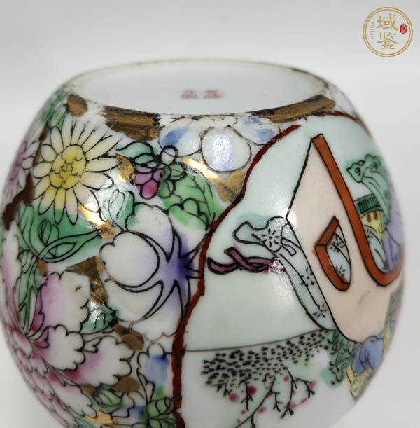 古玩陶瓷粉彩百花開窗仕女人物紋蓋罐真品鑒賞圖