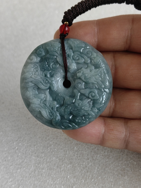 古玩玉器天然翡翠雕“龍紋牌”拍賣，當前價格345元