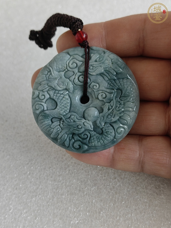 古玩玉器天然翡翠雕“龍紋牌”真品鑒賞圖