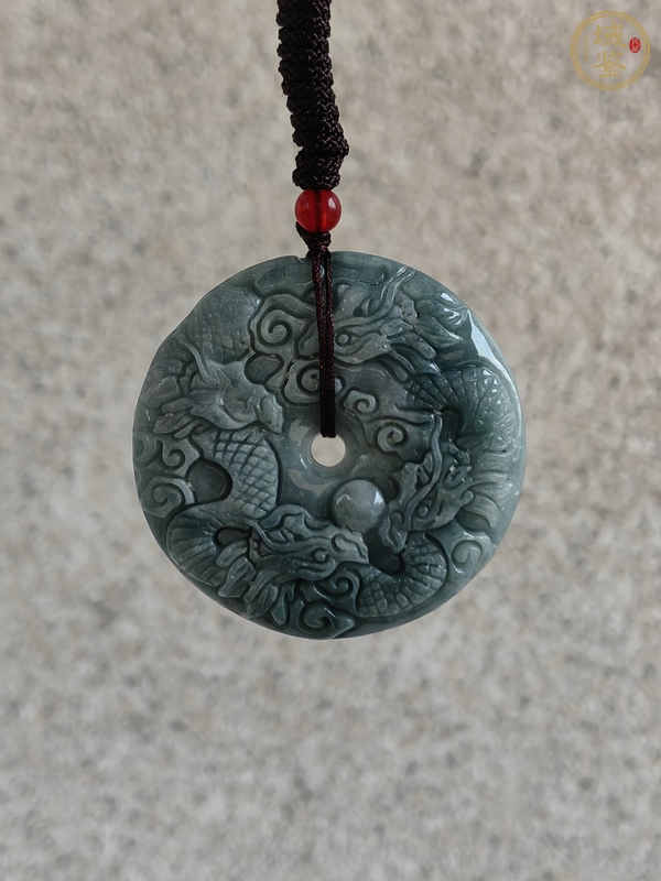 古玩玉器天然翡翠雕“龍紋牌”真品鑒賞圖