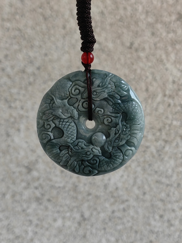 古玩玉器天然翡翠雕“龍紋牌”拍賣，當前價格345元