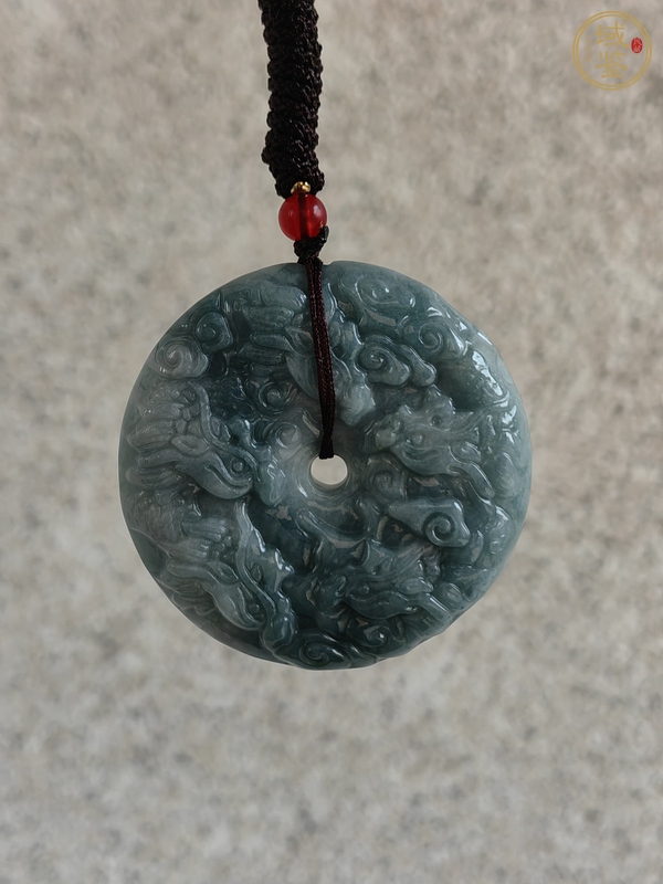 古玩玉器天然翡翠雕“龍紋牌”真品鑒賞圖