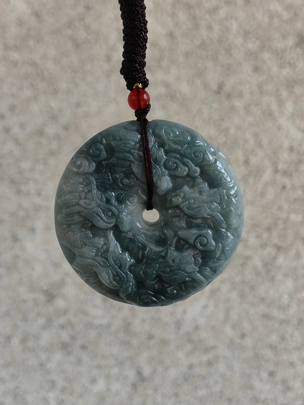 古玩玉器天然翡翠雕“龍紋牌”拍賣，當前價格345元