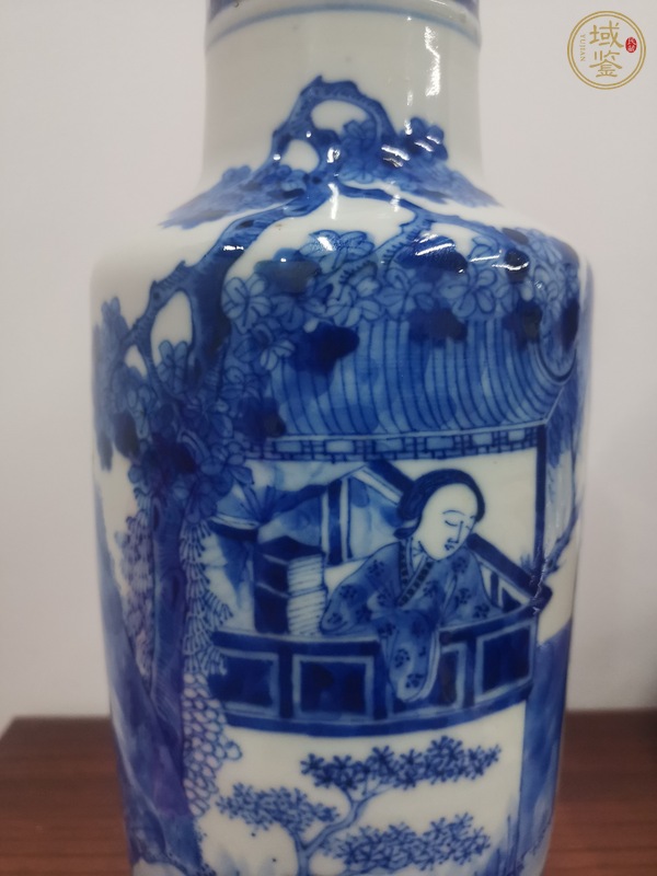 古玩陶瓷青花人物故事紋棒槌瓶真品鑒賞圖