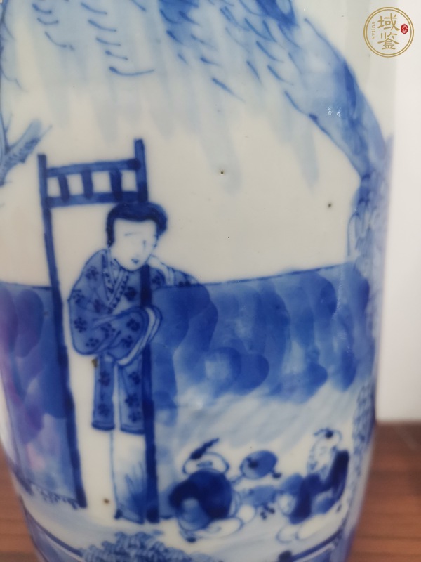 古玩陶瓷青花人物故事紋棒槌瓶真品鑒賞圖