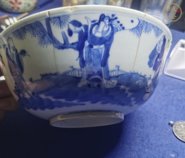 古玩陶瓷青花三星高照墩式碗真品鑒賞圖