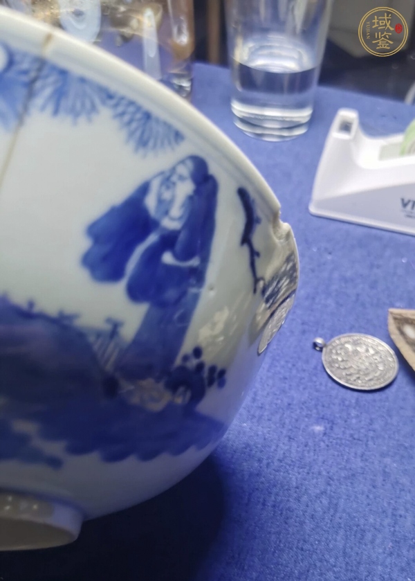 古玩陶瓷青花三星高照墩式碗真品鑒賞圖