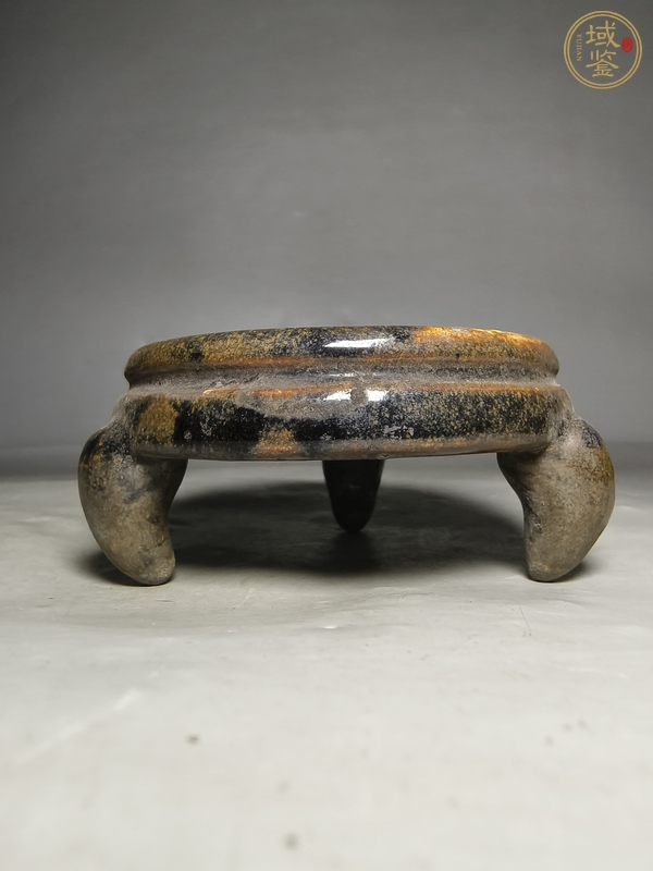 古玩陶瓷茶葉末釉三足硯真品鑒賞圖