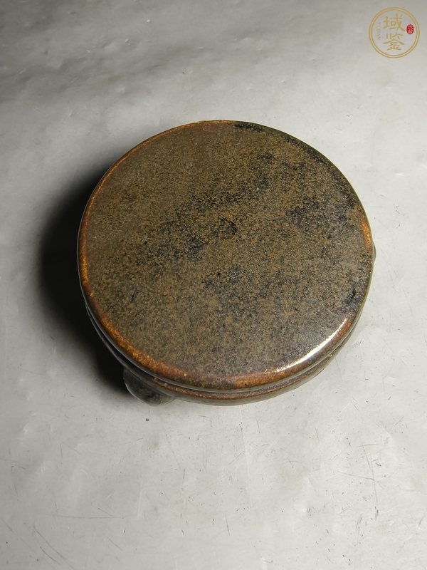 古玩陶瓷茶葉末釉三足硯真品鑒賞圖