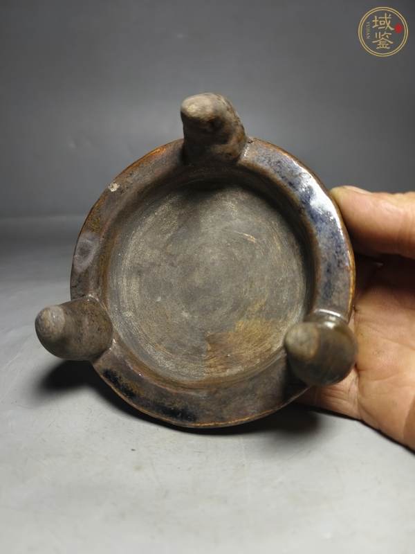 古玩陶瓷茶葉末釉三足硯真品鑒賞圖
