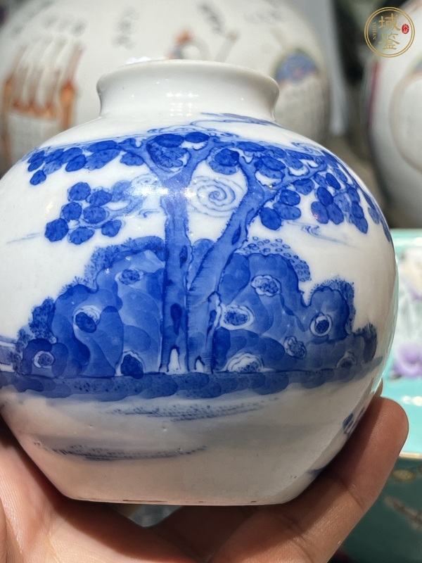 古玩陶瓷人物紋青花罐真品鑒賞圖