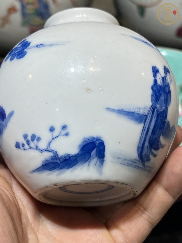 古玩陶瓷人物紋青花罐真品鑒賞圖