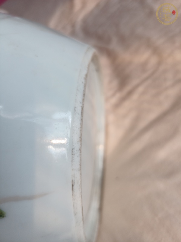 古玩陶瓷淺降彩大公雞紋四系粥罐真品鑒賞圖