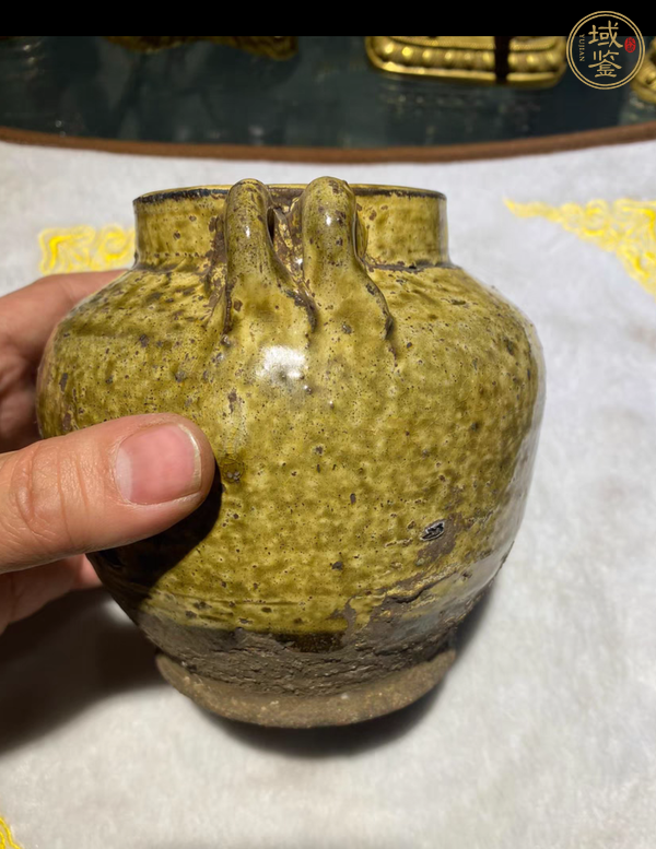 古玩陶瓷黃釉罐真品鑒賞圖