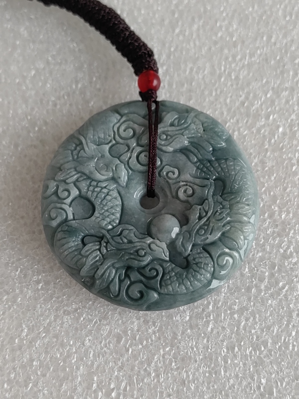 古玩玉器天然翡翠雕“龍紋牌”拍賣,當前價格345元