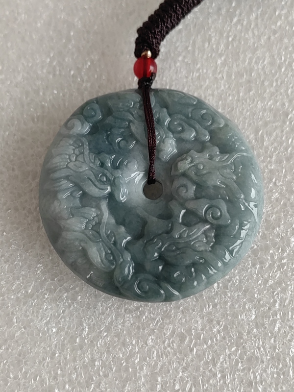 古玩玉器天然翡翠雕“龍紋牌”拍賣，當前價格345元