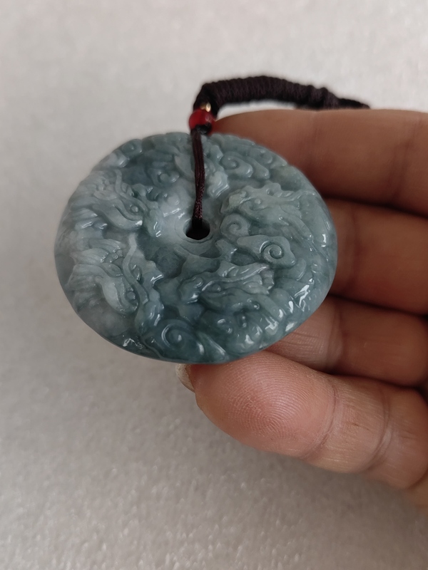 古玩玉器天然翡翠雕“龍紋牌”拍賣，當前價格345元