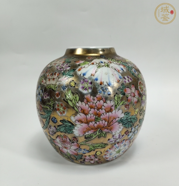 古玩陶瓷粉彩描金百花紋罐真品鑒賞圖
