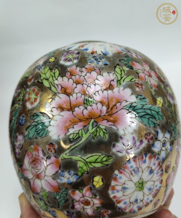 古玩陶瓷粉彩描金百花紋罐真品鑒賞圖