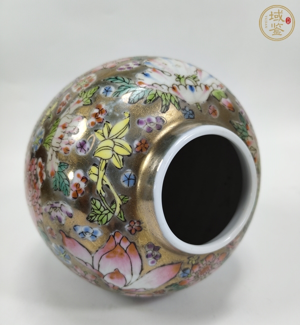 古玩陶瓷粉彩描金百花紋罐真品鑒賞圖