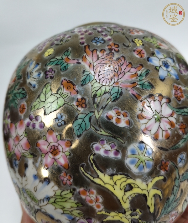 古玩陶瓷粉彩描金百花紋罐真品鑒賞圖