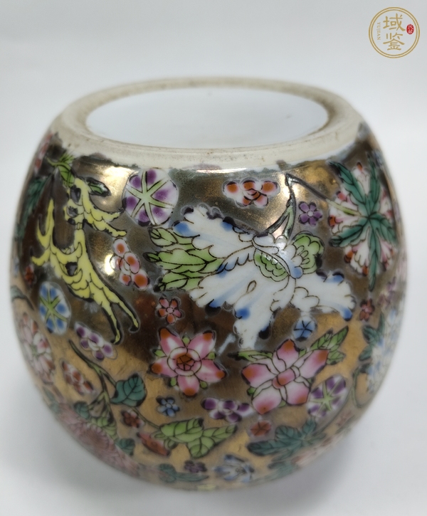 古玩陶瓷粉彩描金百花紋罐真品鑒賞圖