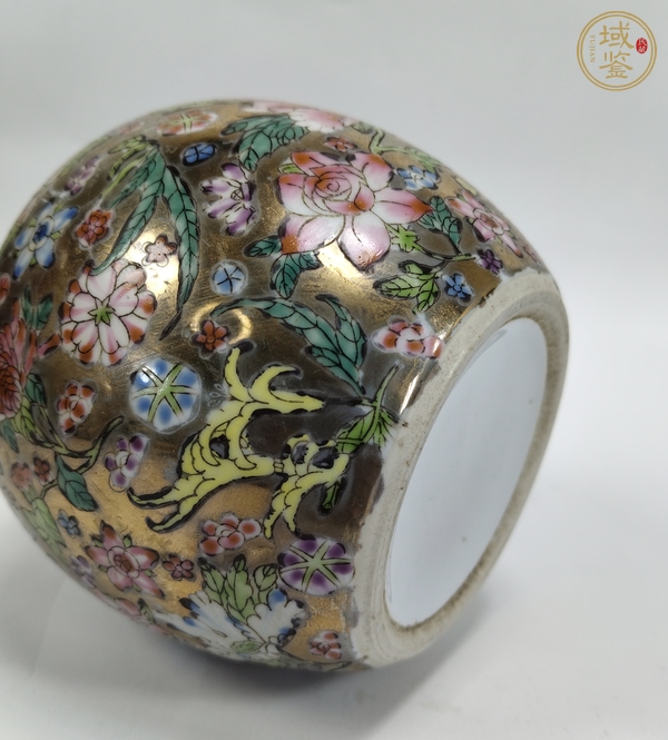 古玩陶瓷粉彩描金百花紋罐真品鑒賞圖