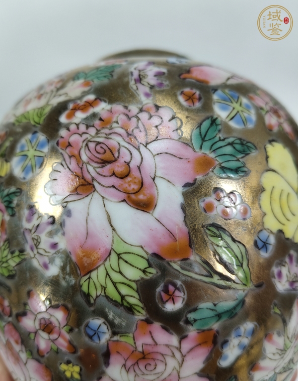 古玩陶瓷粉彩描金百花紋罐真品鑒賞圖